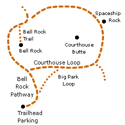 hiking trail map: bell rock, sedona
