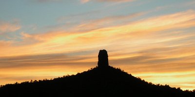 chimney rock at sunset